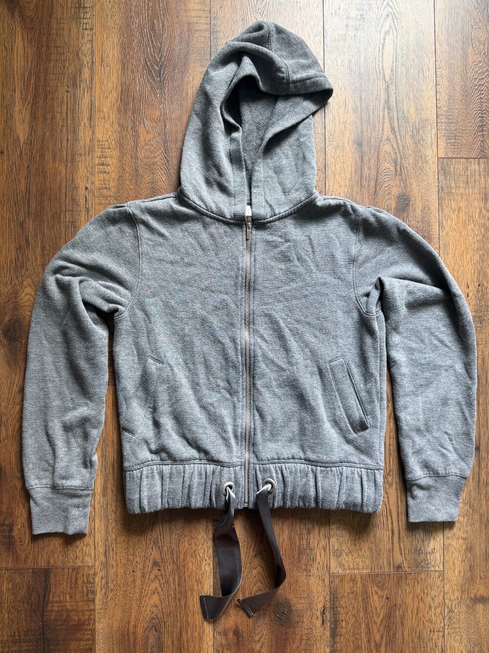 Balletcore Ribbon Drawstring A New Day Gray Zip Hoodie XS